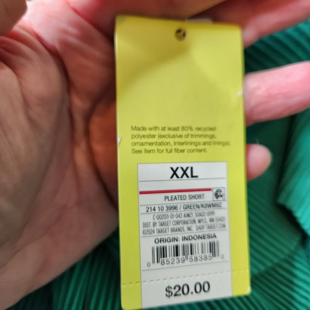 Women's XXL Mid Rise Micro Green Pleated Shorts - All In Motion